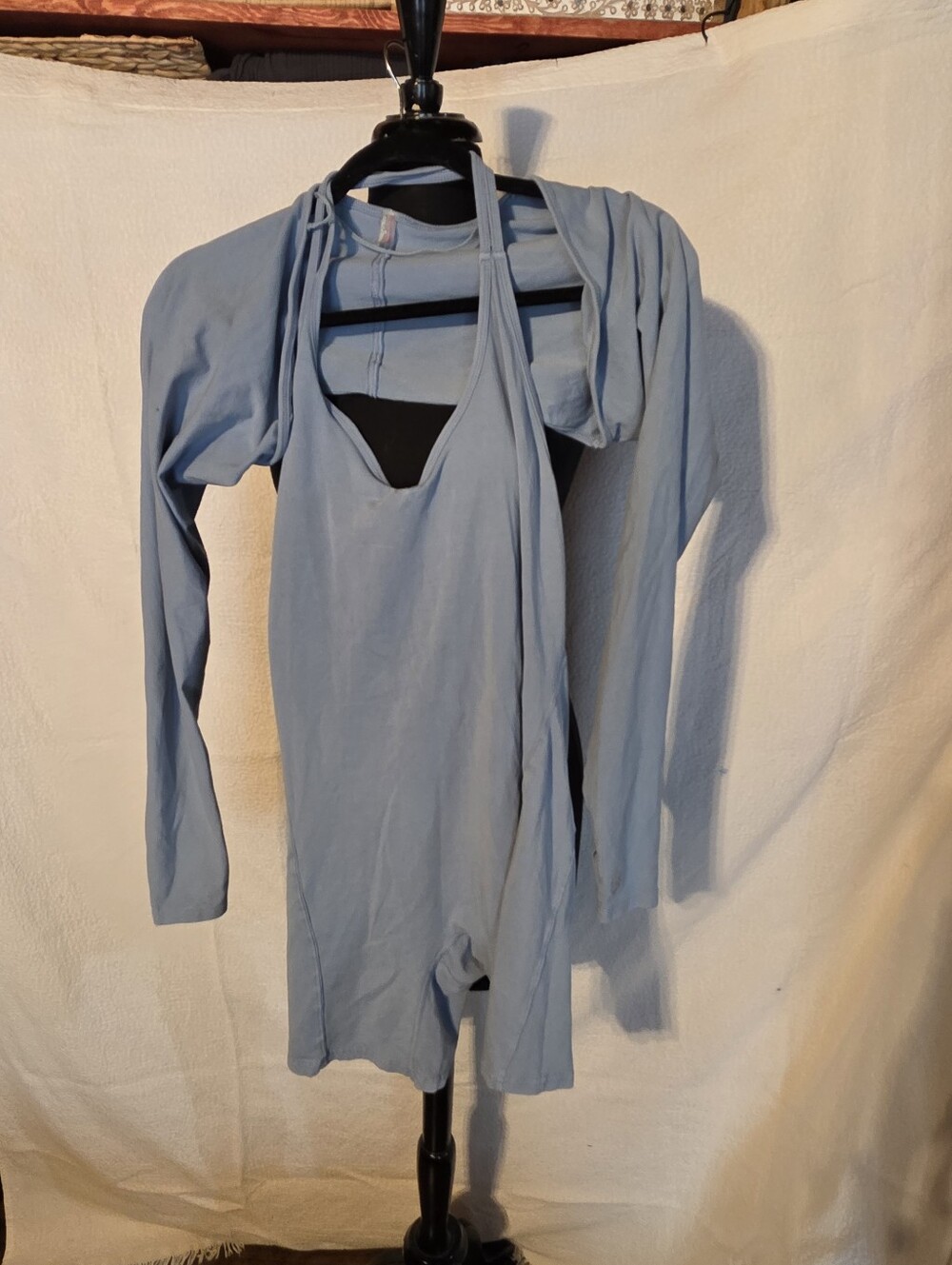 Rare!!!Free People 2pc Holter Shorts Romper With Cute Little Long Sleeve Coverup